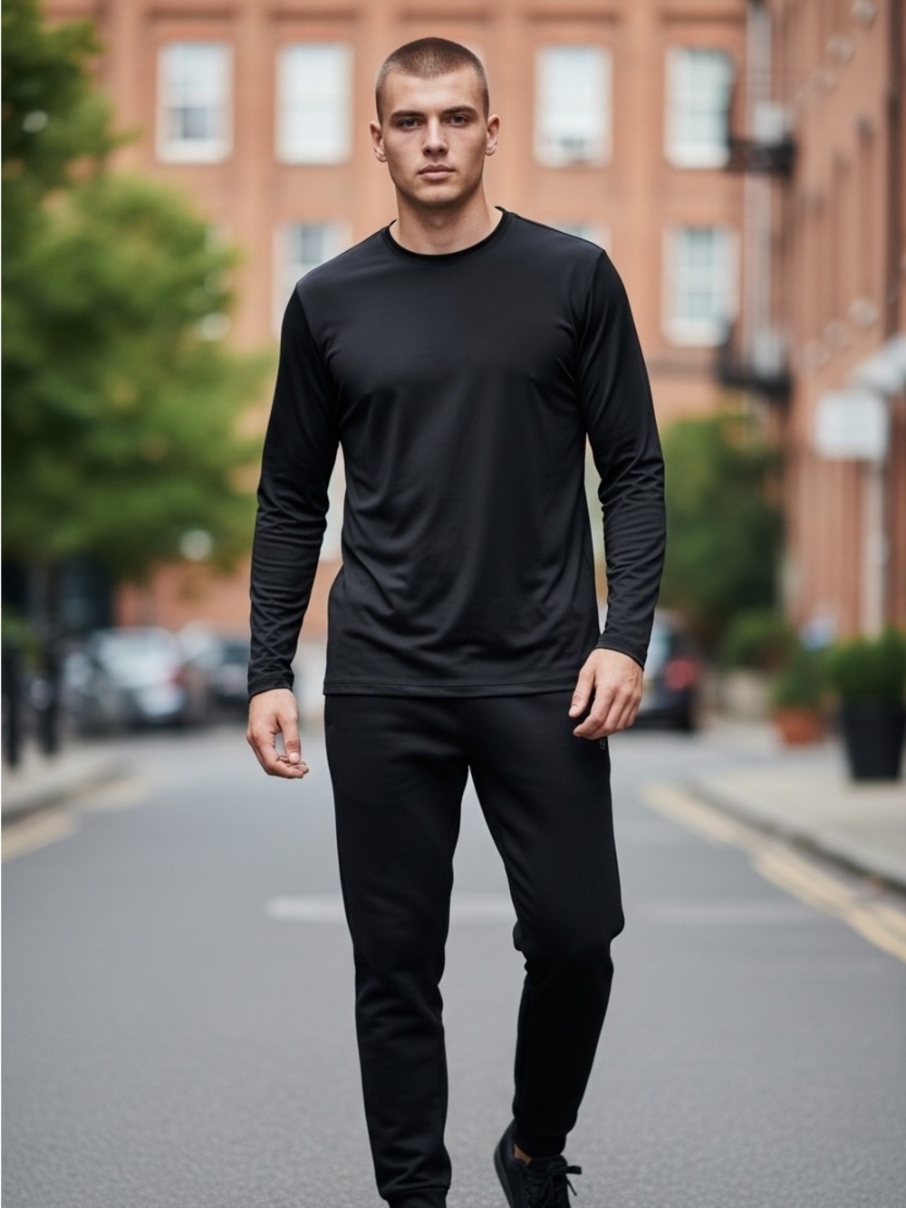 RAINFOREST Black Long Sleeve Crewneck Tee